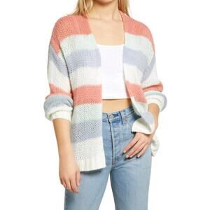 Topshop Loose Knit Stripe Cardigan, Small